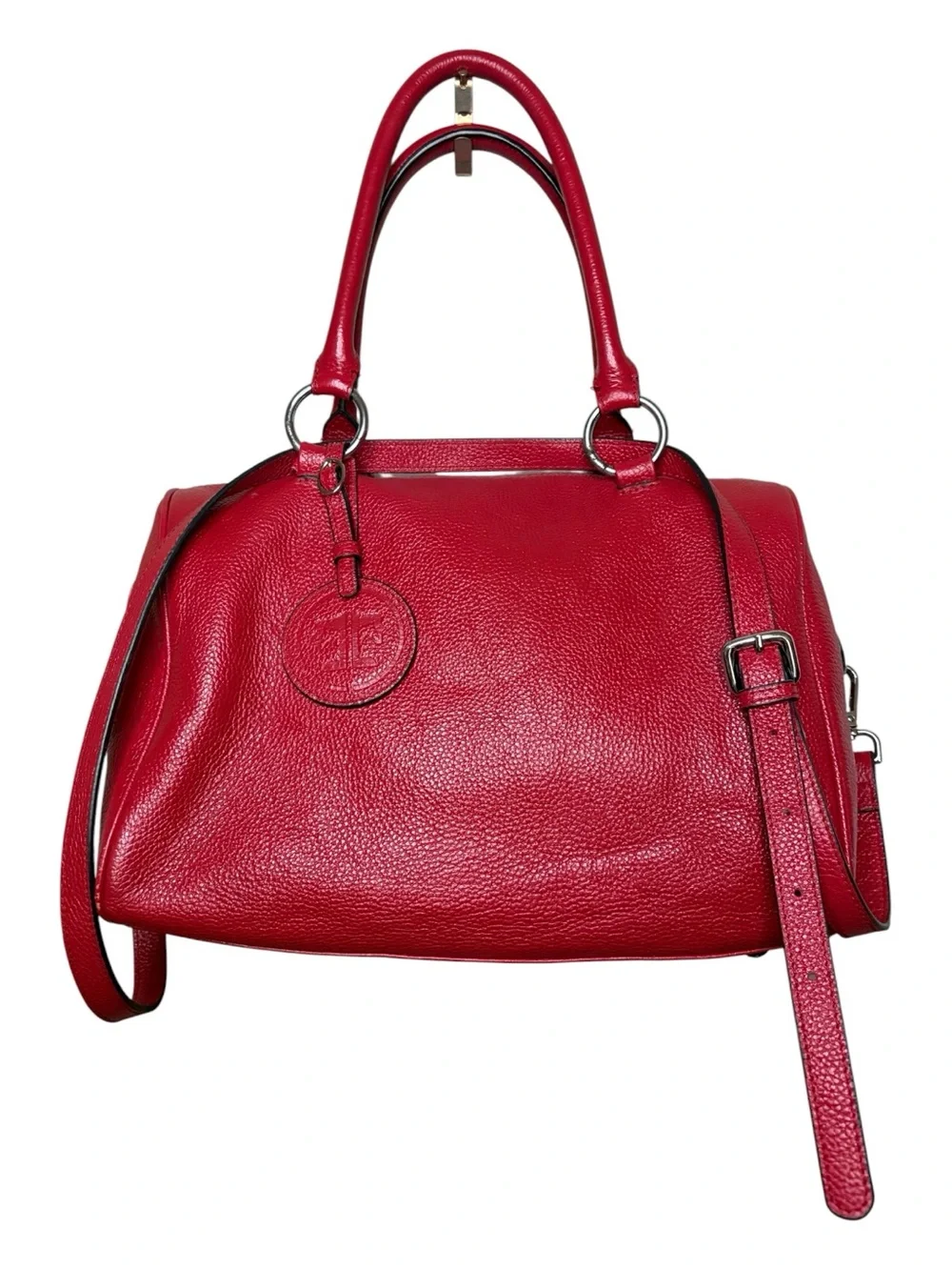 Tucker Tweed Equestrian Red Leather Satchel Bag and Crossbody Strap Western Lux